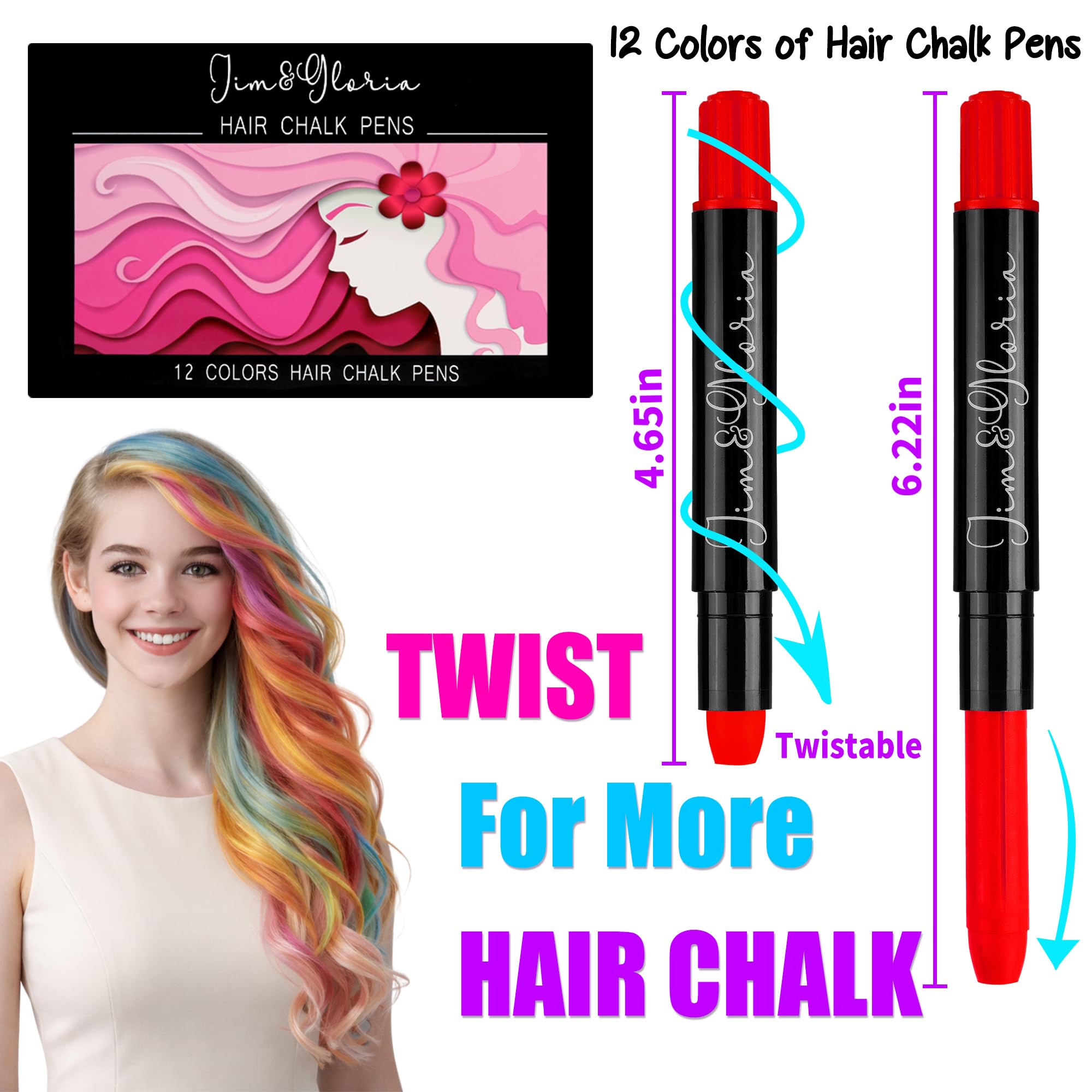 Jim&Gloria applicateur-crayon cheveux – application facile pour des touches colorées rapides.