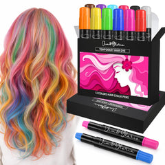 Jim&Gloria crayons cheveux 12 couleurs – ensemble polyvalent pour des looks éphémères.