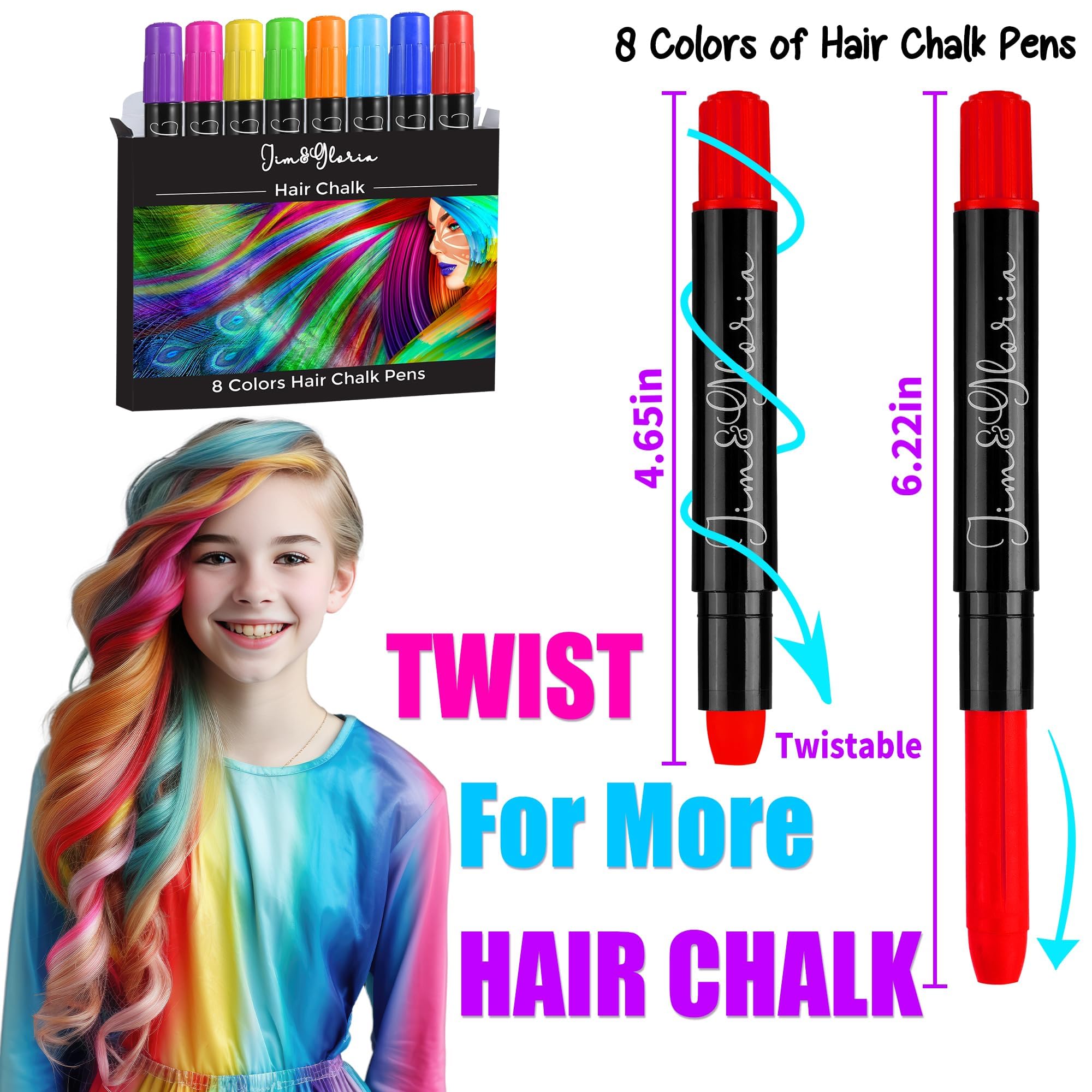 Jimgloria crayons cheveux colorants couleurs vives pour un look rapide.