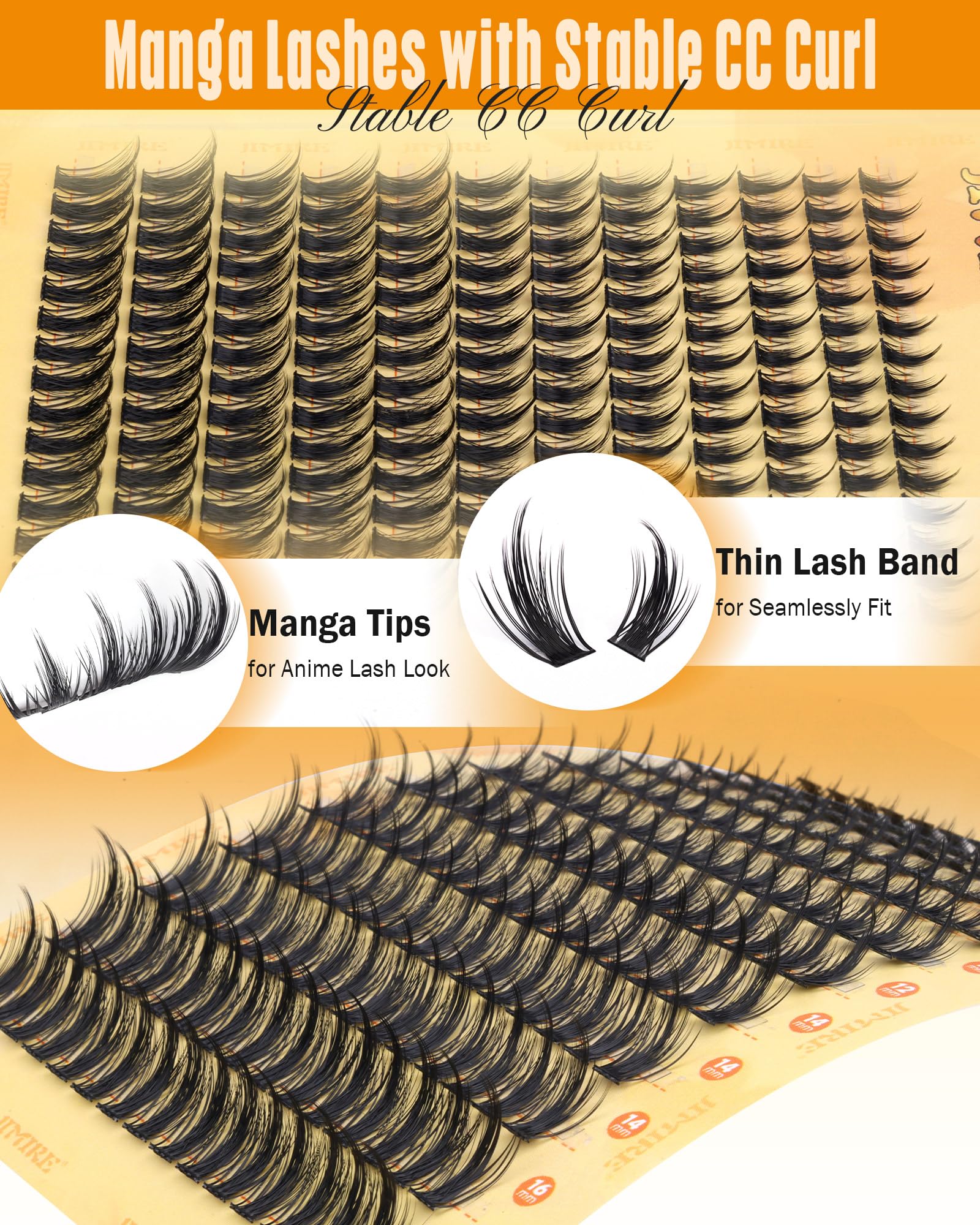 Cils en cinq longueurs 8-16mm pour un effet personnalisable.