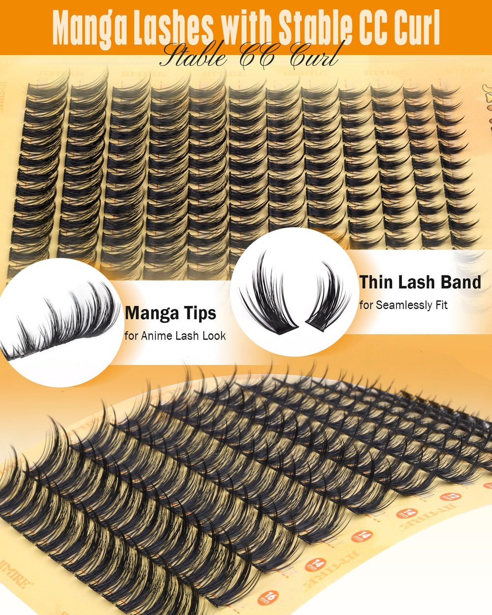 Cils en cinq longueurs 8-16mm pour un effet personnalisable.