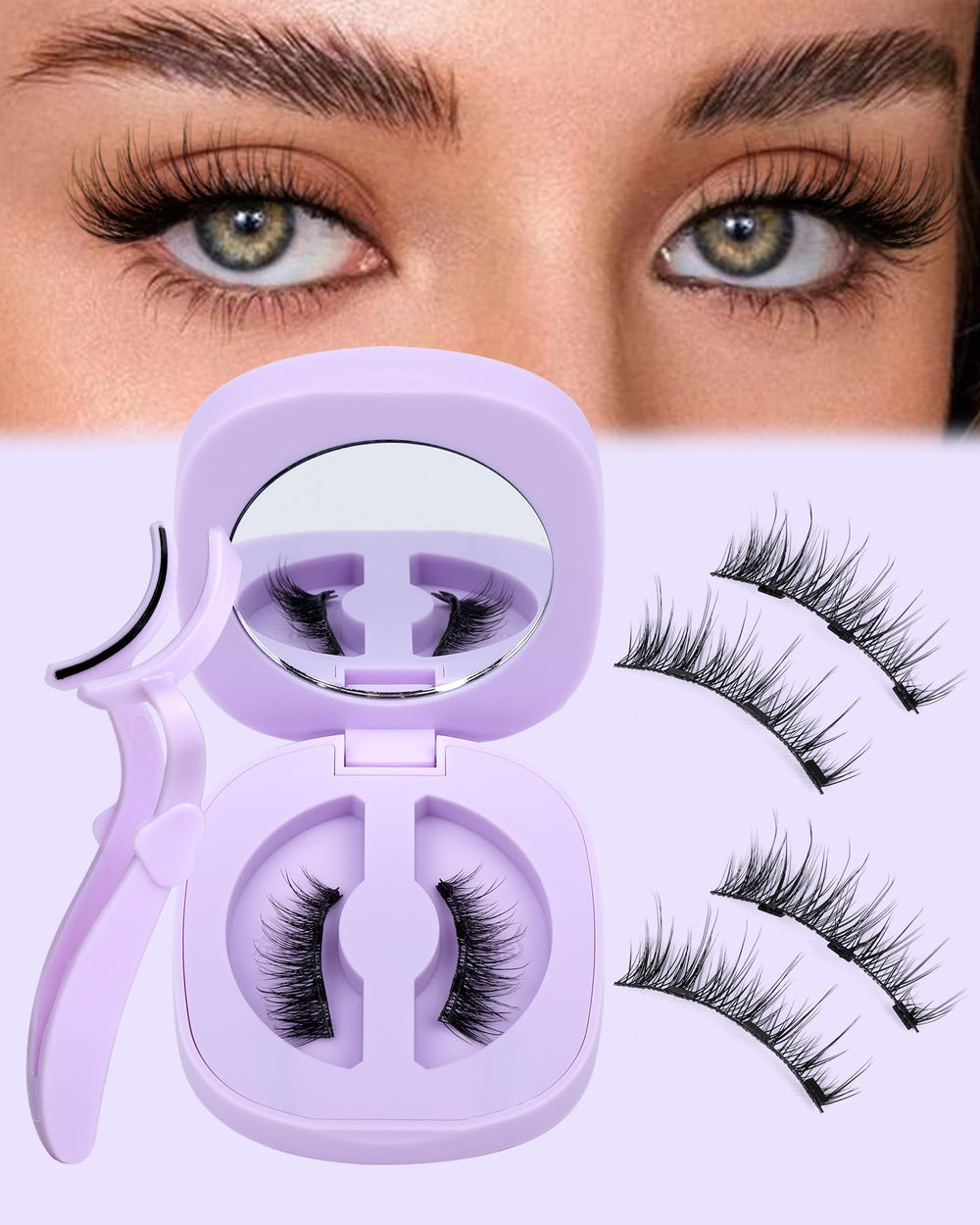 Jimire cat-eye magnetic eyelashes pack for quick, glue-free lash look