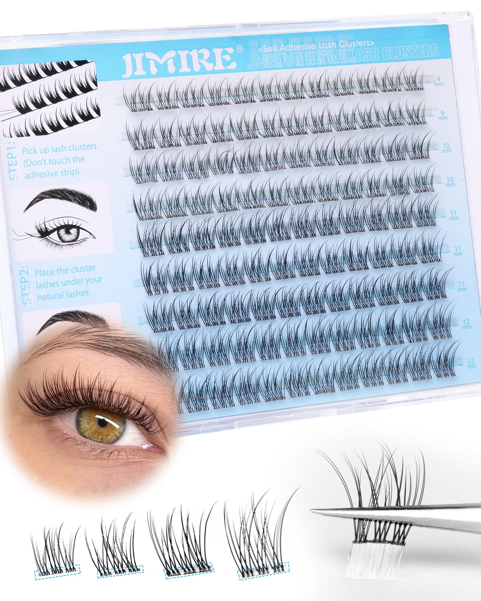 JIMIRE cils auto-adhésifs wispy – emballage pratique pour démarrer rapidement.
