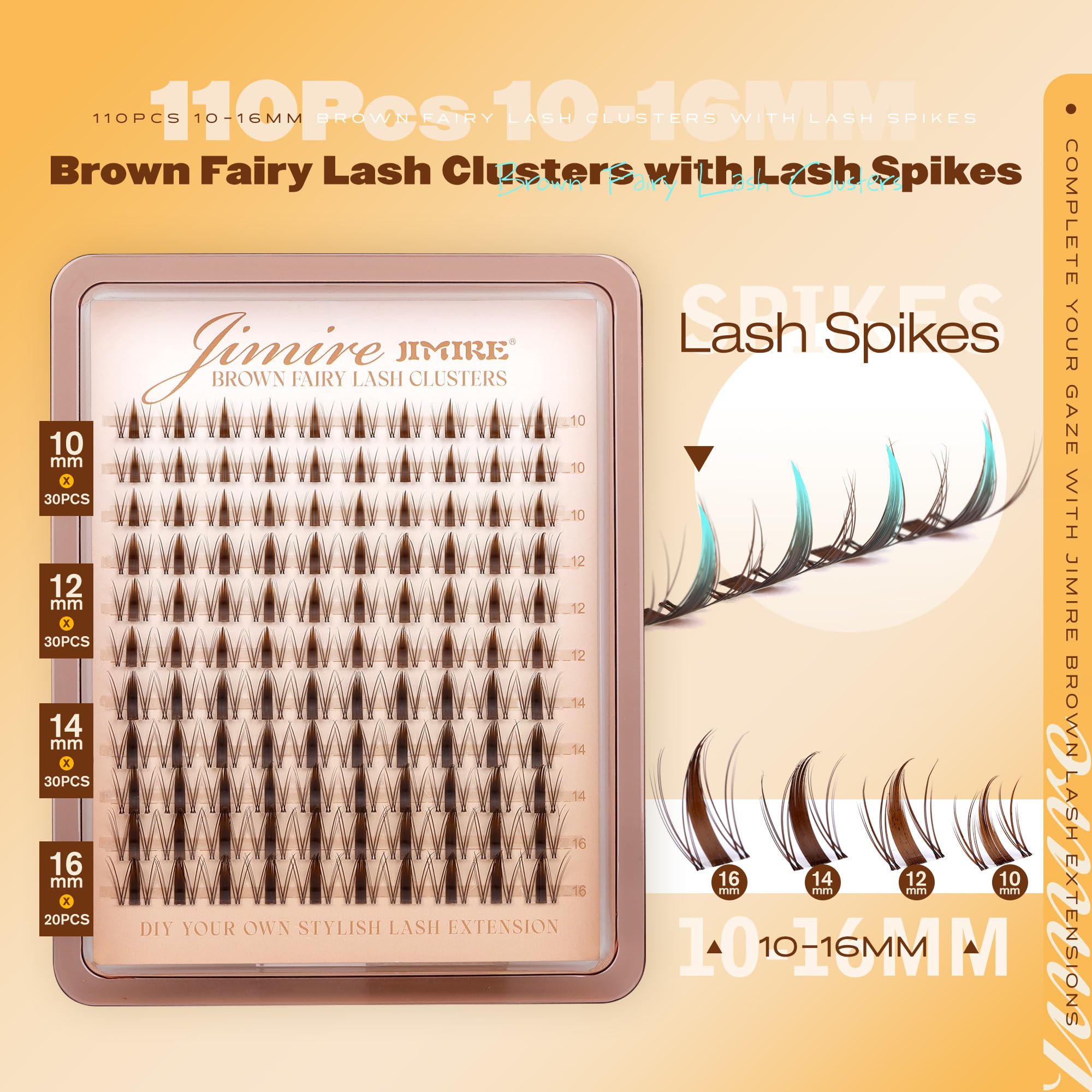 Cils JIMIRE, clusters invisibles brun, se fondent parfaitement avec vos cils.