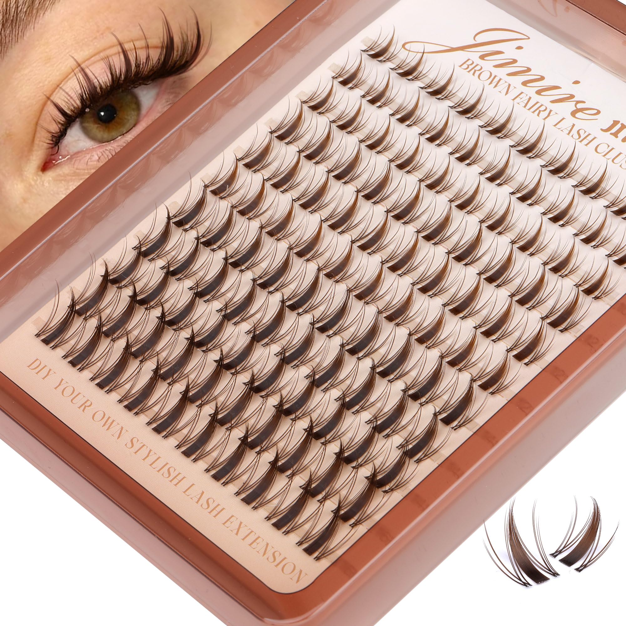 Cils JIMIRE, clusters manga brun sombre, regard naturel et élégant au quotidien.