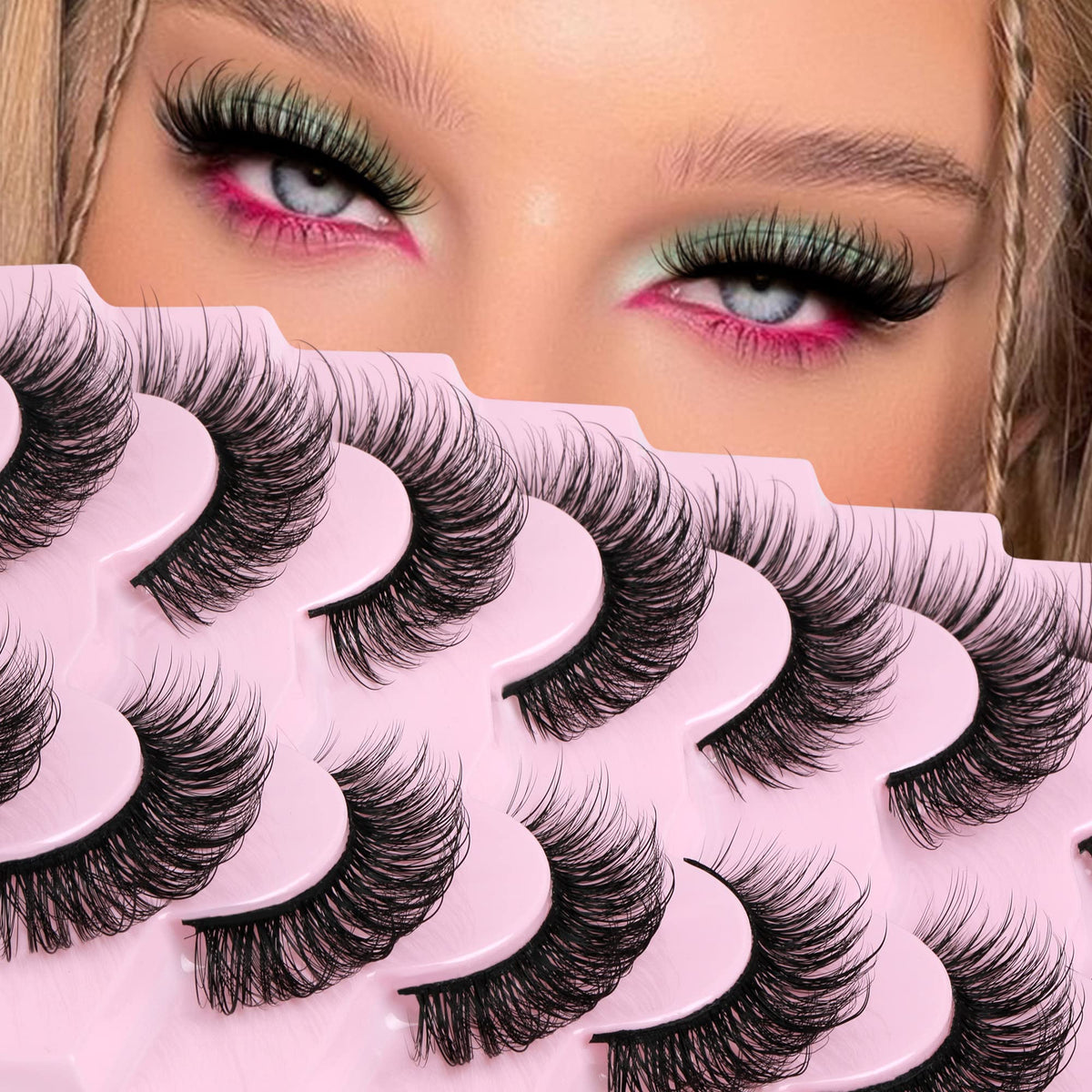Cils JIMIRE faux mink longs et aérés pour un regard ouvert.
