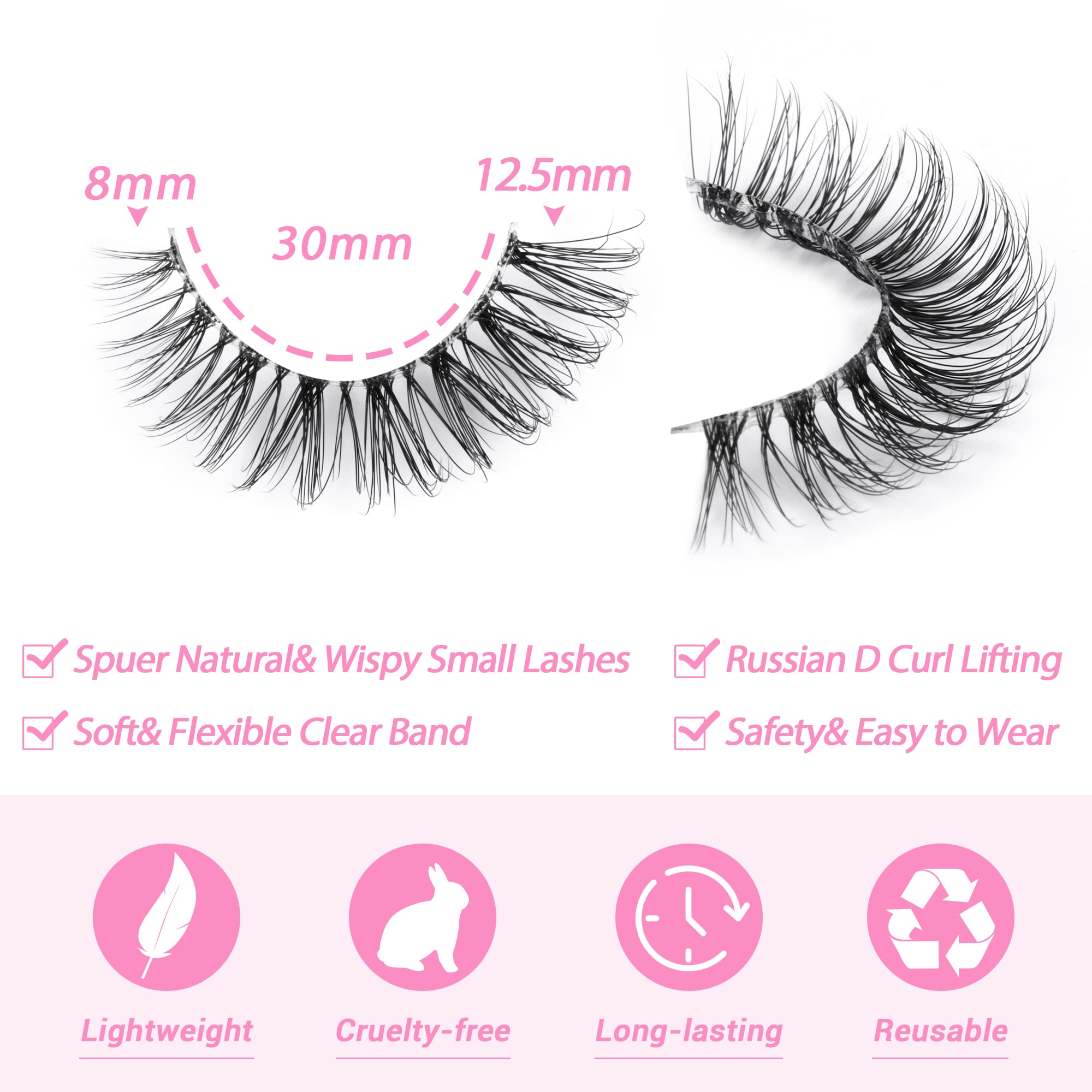 Cils JIMIRE, look naturel quotidien grâce à la longueur 13 mm et bande invisible.