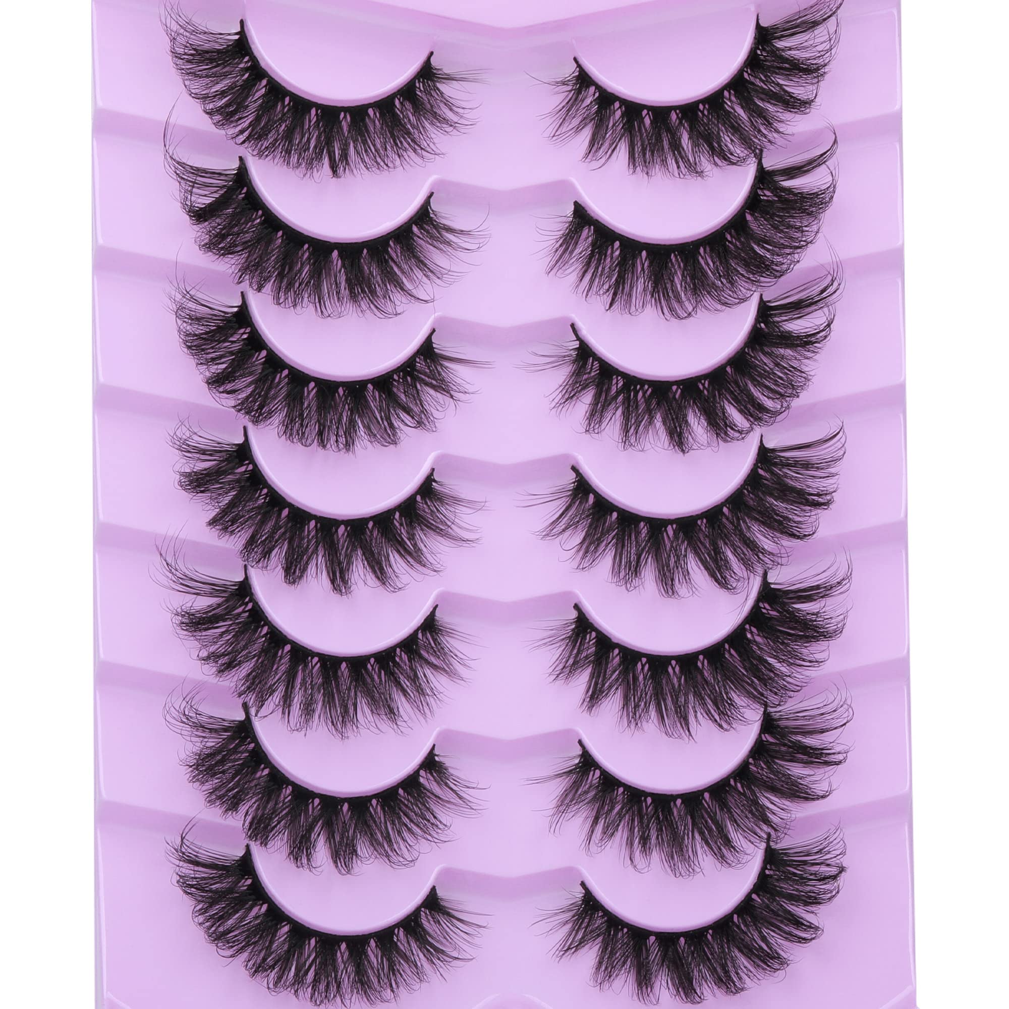 Cils JIMIRE vison duveteux œil-de-chat 17mm ensemble de 7 paires pour un look glamour.