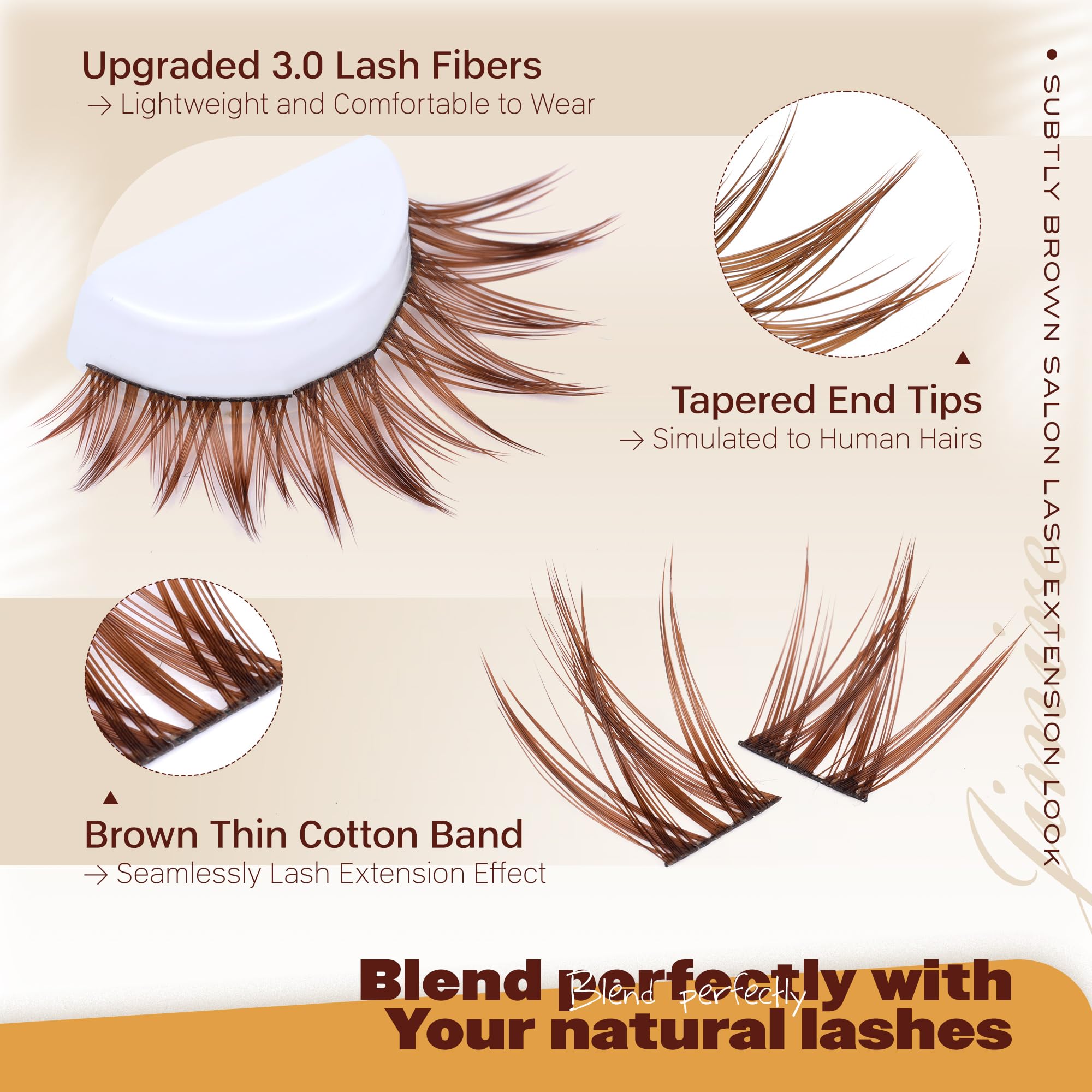 JIMIRE clusters cils marron 10-16 mm – longueur adaptée pour un effet doux