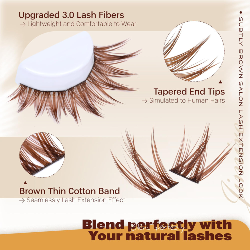 JIMIRE clusters cils marron 10-16 mm – longueur adaptée pour un effet doux