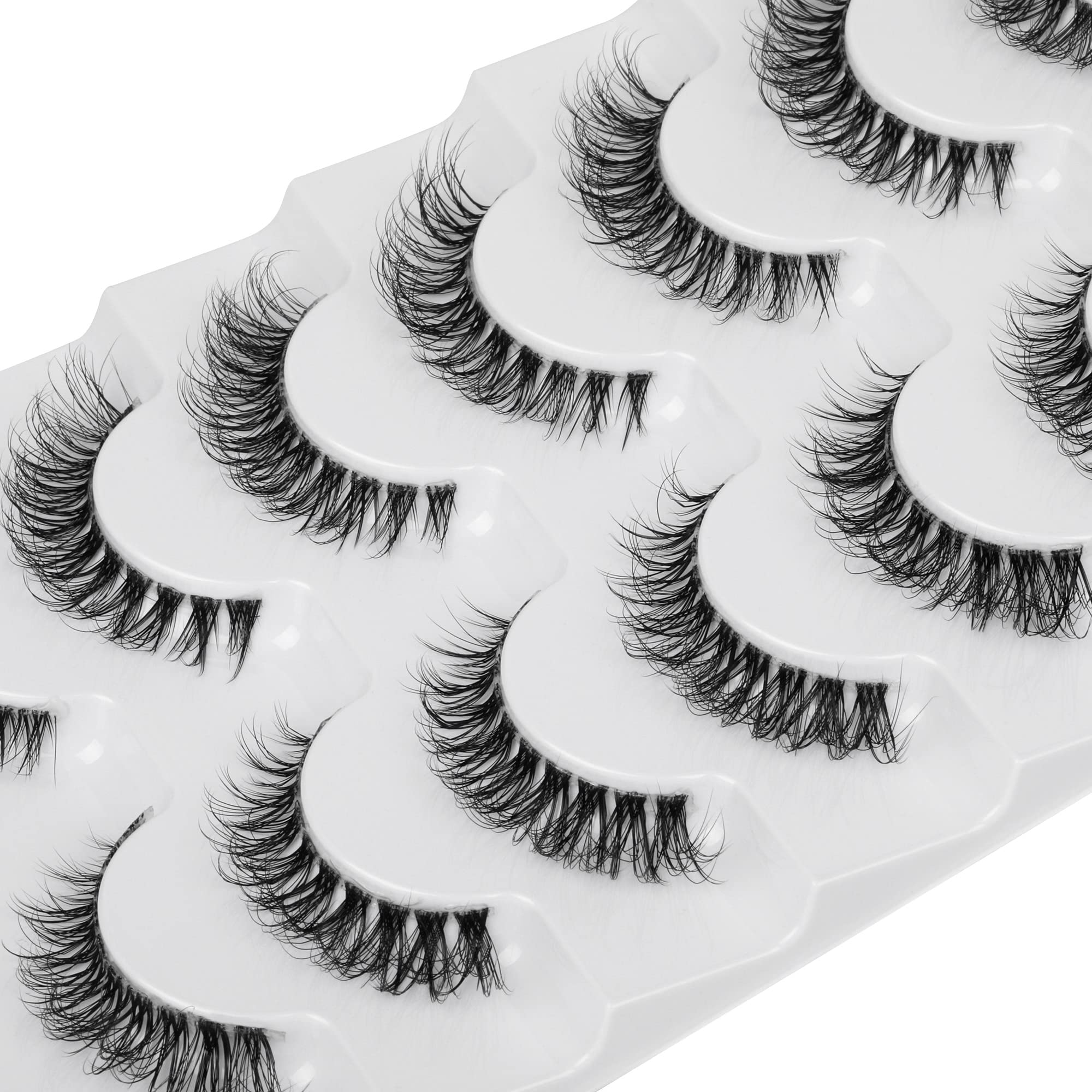 Cils JIMIRE Demi-Wispies avec bande transparente pour un rendu naturel durable.