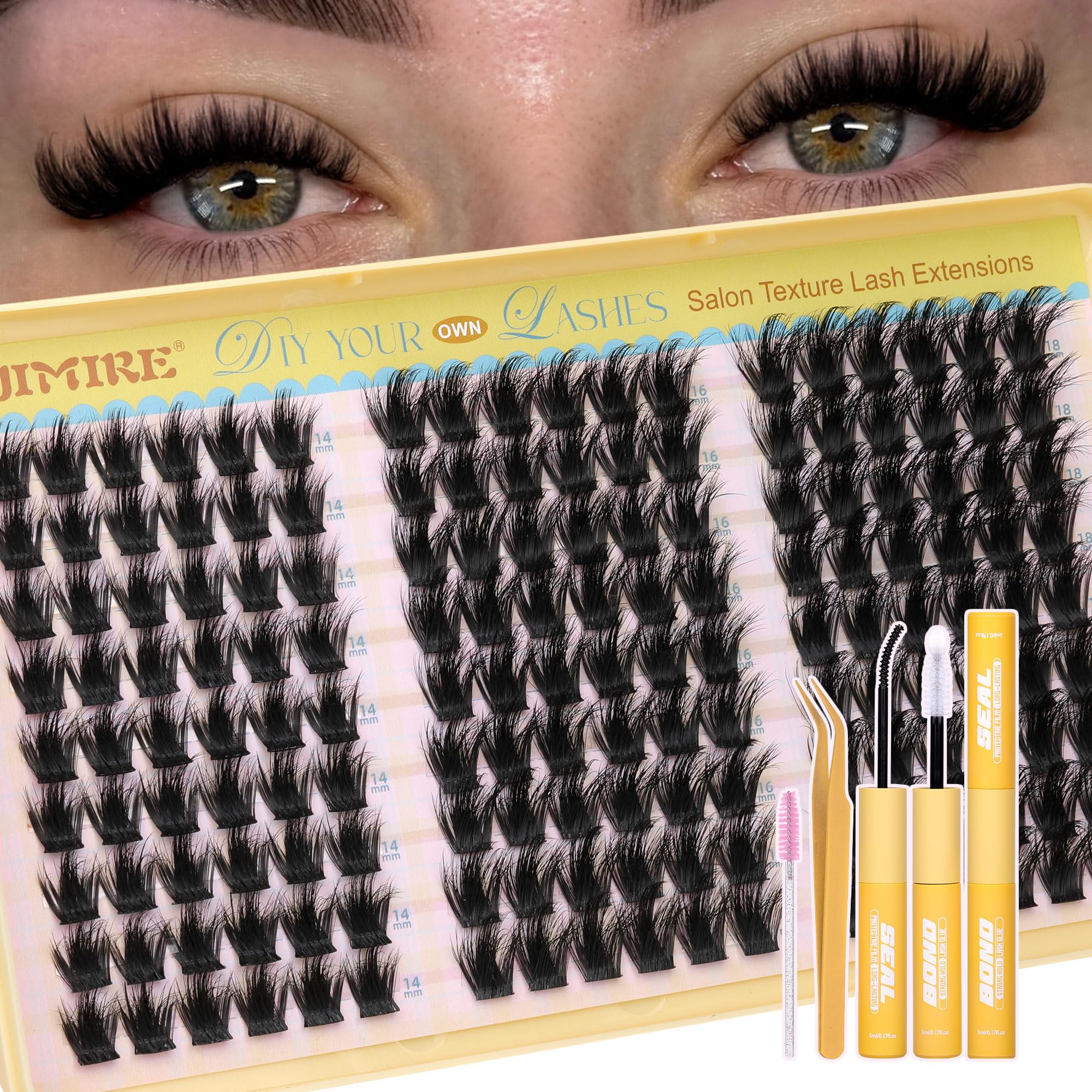 Cils JIMIRE ensemble grappes duveteux 12-18 mm pour volume naturel.