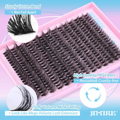JIMIRE Fluffy Lash Clusters longueurs 9-16 mm pour un effet modulable