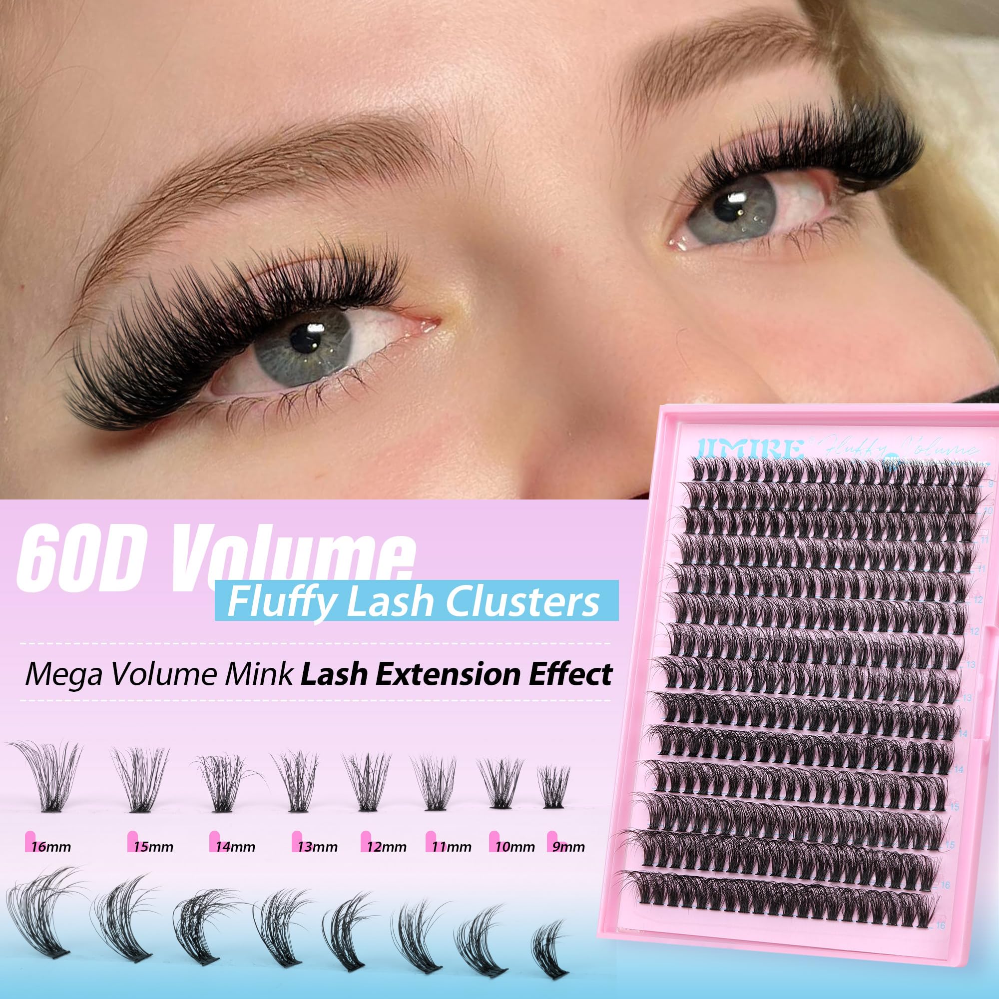 JIMIRE Fluffy Lash Clusters pointes affinées pour fini naturel