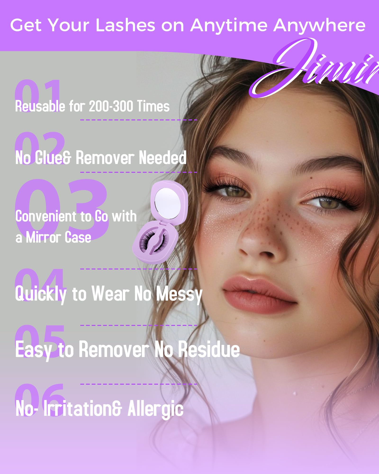 Jimire magnetic lashes application demonstrates easy wear