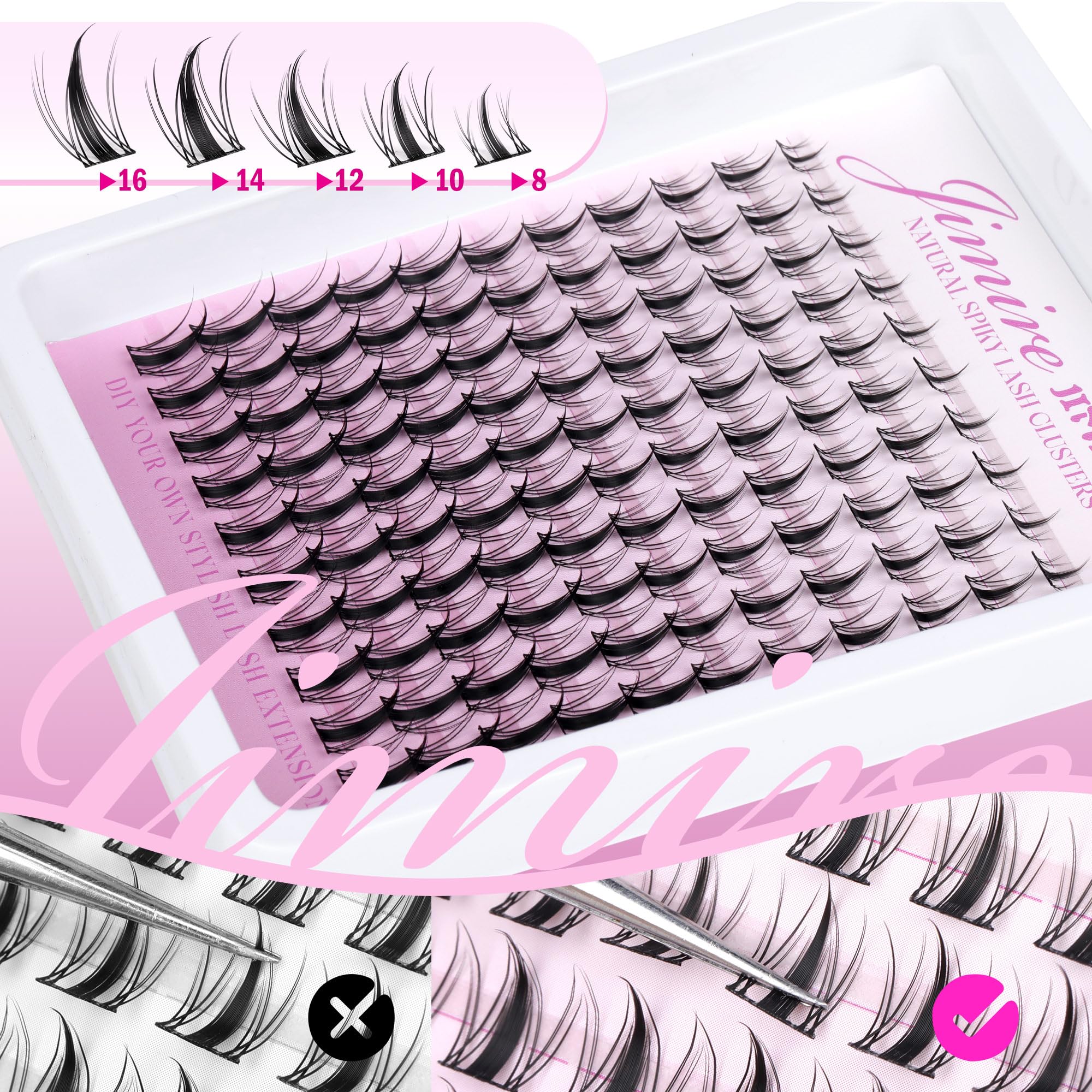 JIMIRE Manga Lash Clusters – Emballage élégant et prêt pour le voyage.