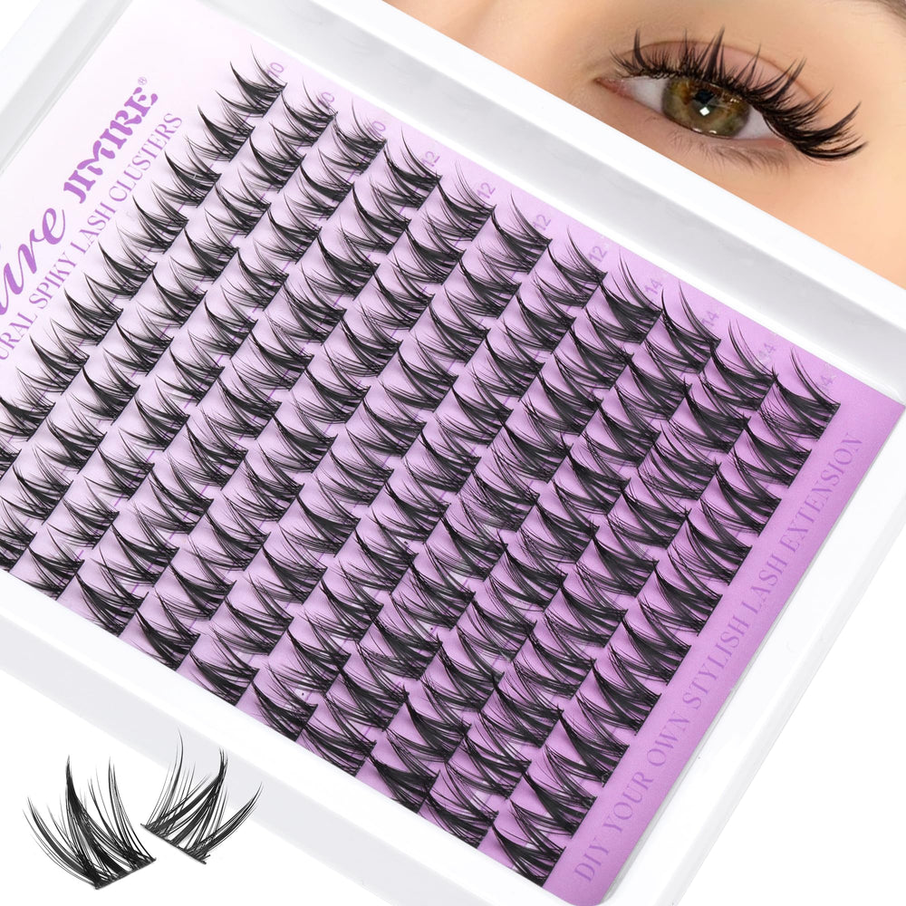 JIMIRE Manga Lash Clusters : longueurs 10-14 mm et spikes pour un regard manga.