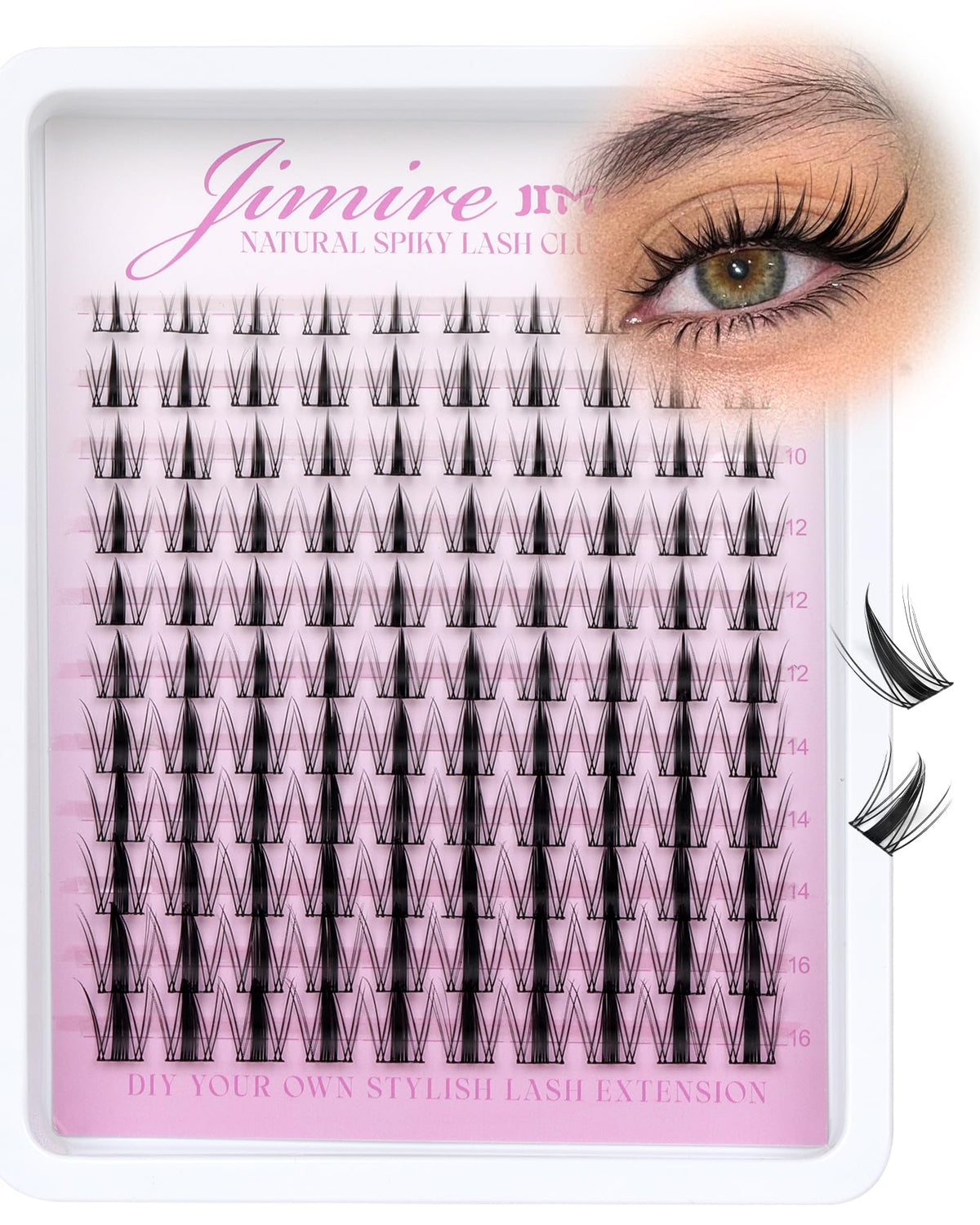 JIMIRE Manga Lash Clusters: Paquet de 110 pièces pour un regard naturel et rapide.