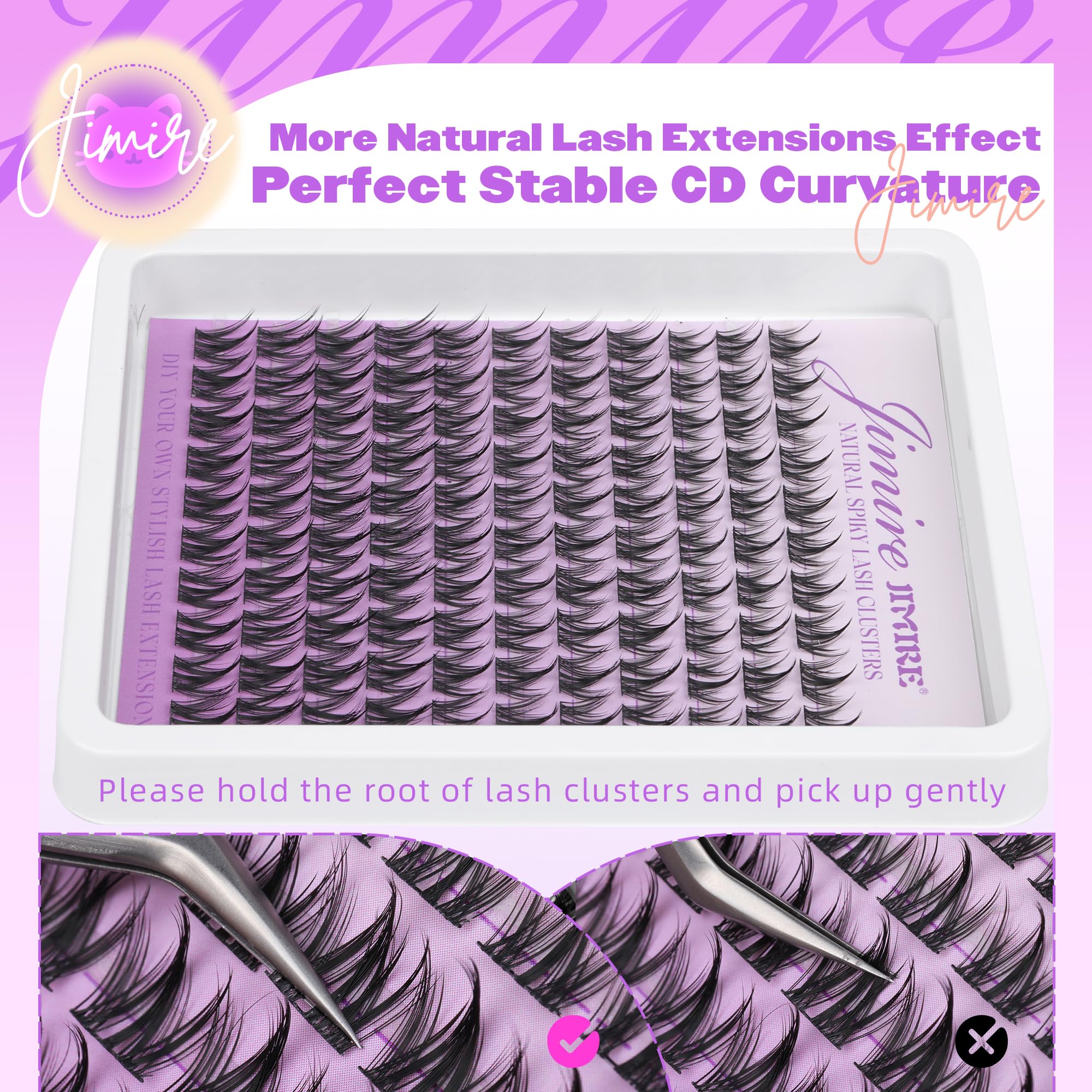 JIMIRE Manga Lash Clusters : poids ultra léger et confort toute la journée.