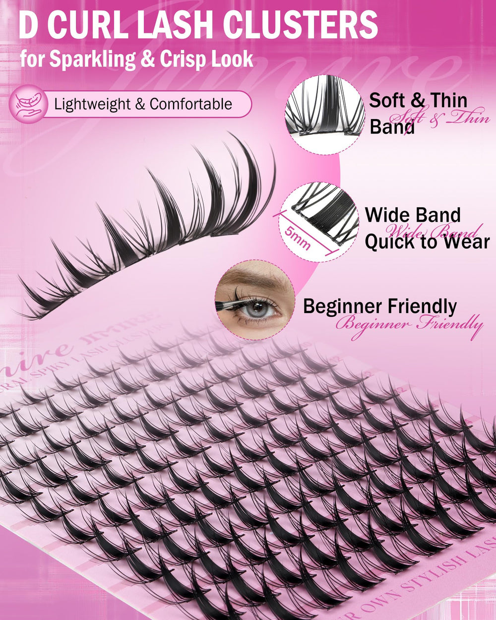 JIMIRE Manga Lash Clusters – Variantes 8-16 mm pour moduler l’intensité du regard.