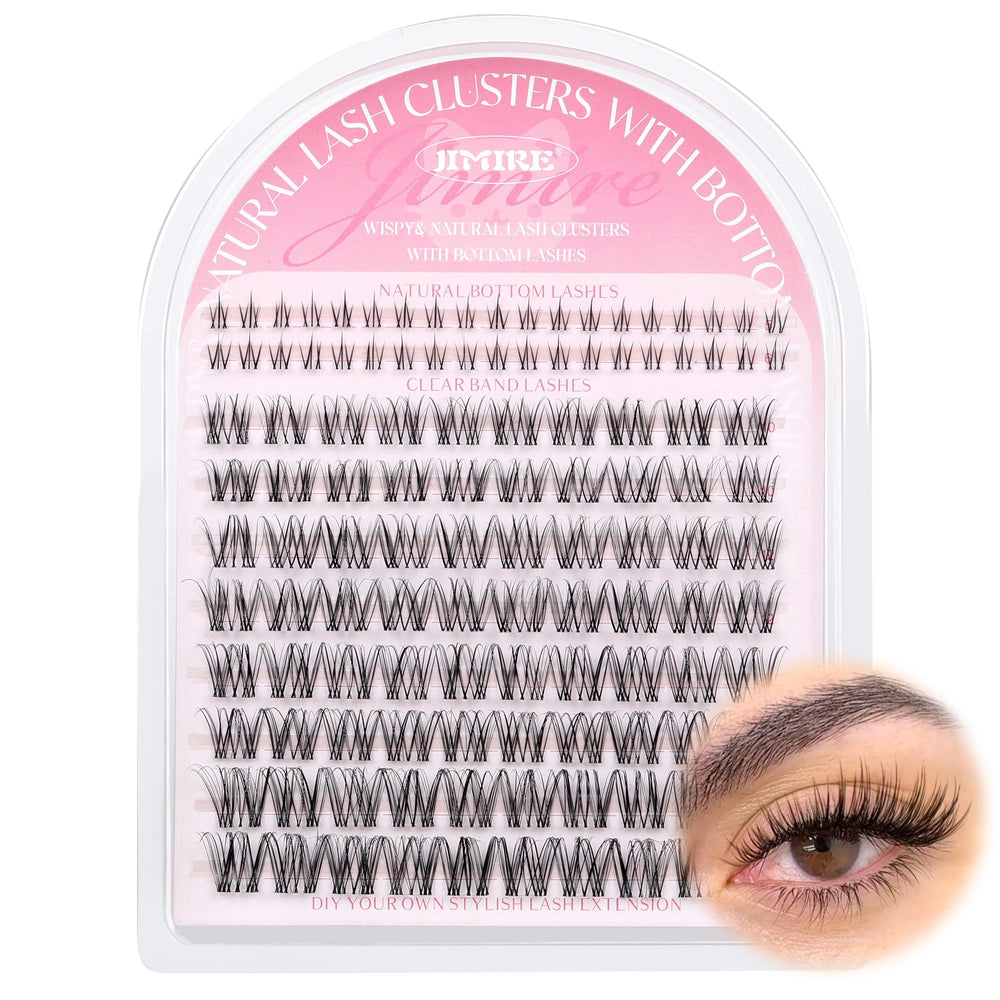 JIMIRE Venus Lash Clusters avec bande invisible pour un regard naturel.