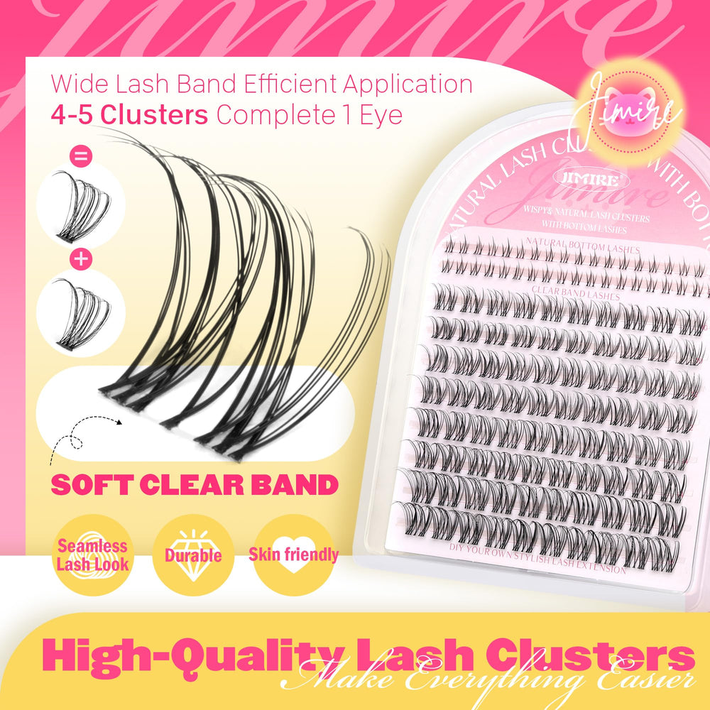 JIMIRE Venus Lash Clusters cils inférieurs naturels pour un effet harmonieux.