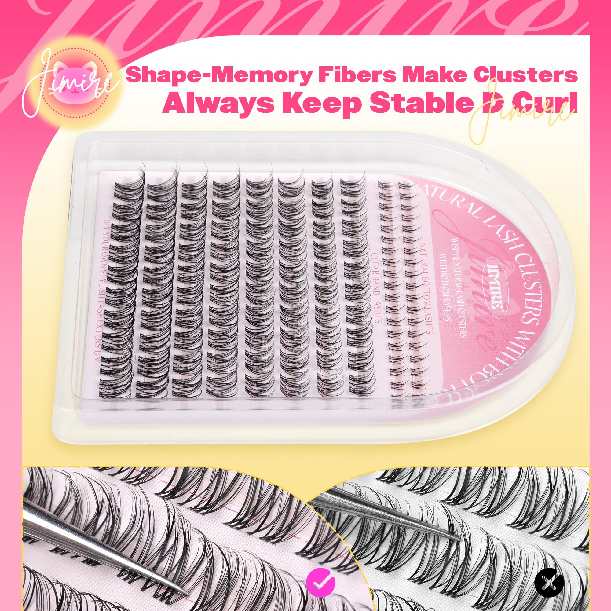 JIMIRE Venus Lash Clusters idéal pour les vacances, emballage compact et tenue durable.