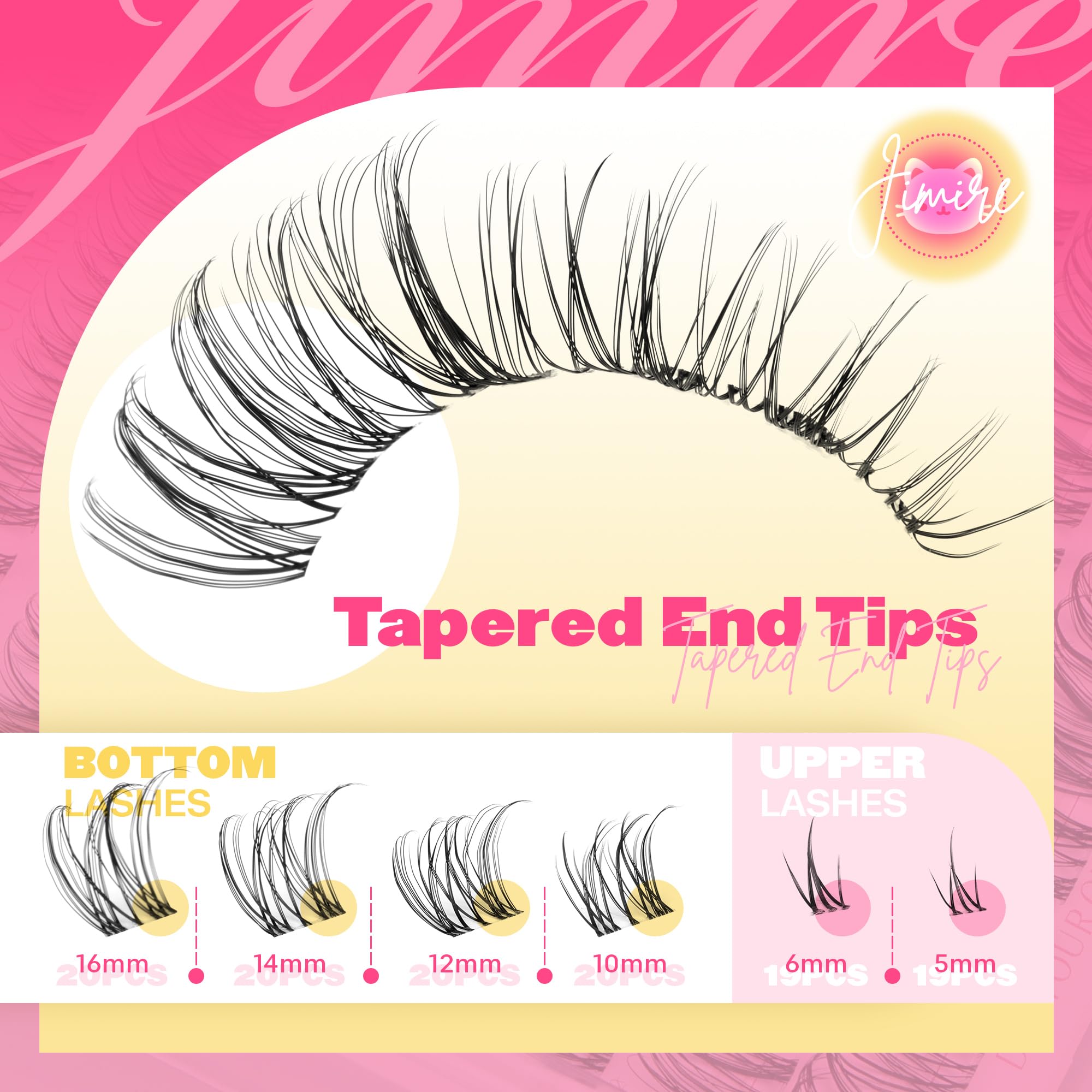 JIMIRE Venus Lash Clusters effet plume pour un regard léger.