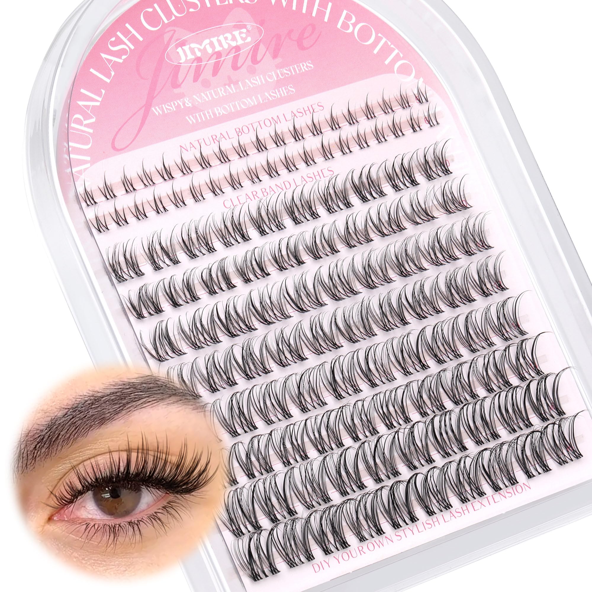 JIMIRE Venus Lash Clusters démonstration naturelle pour un maquillage rapide.