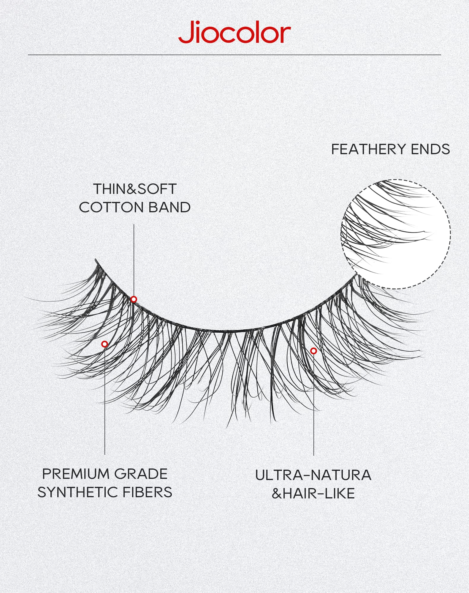 Jiocolor bande cils ultra mince pour fini discret et confort.