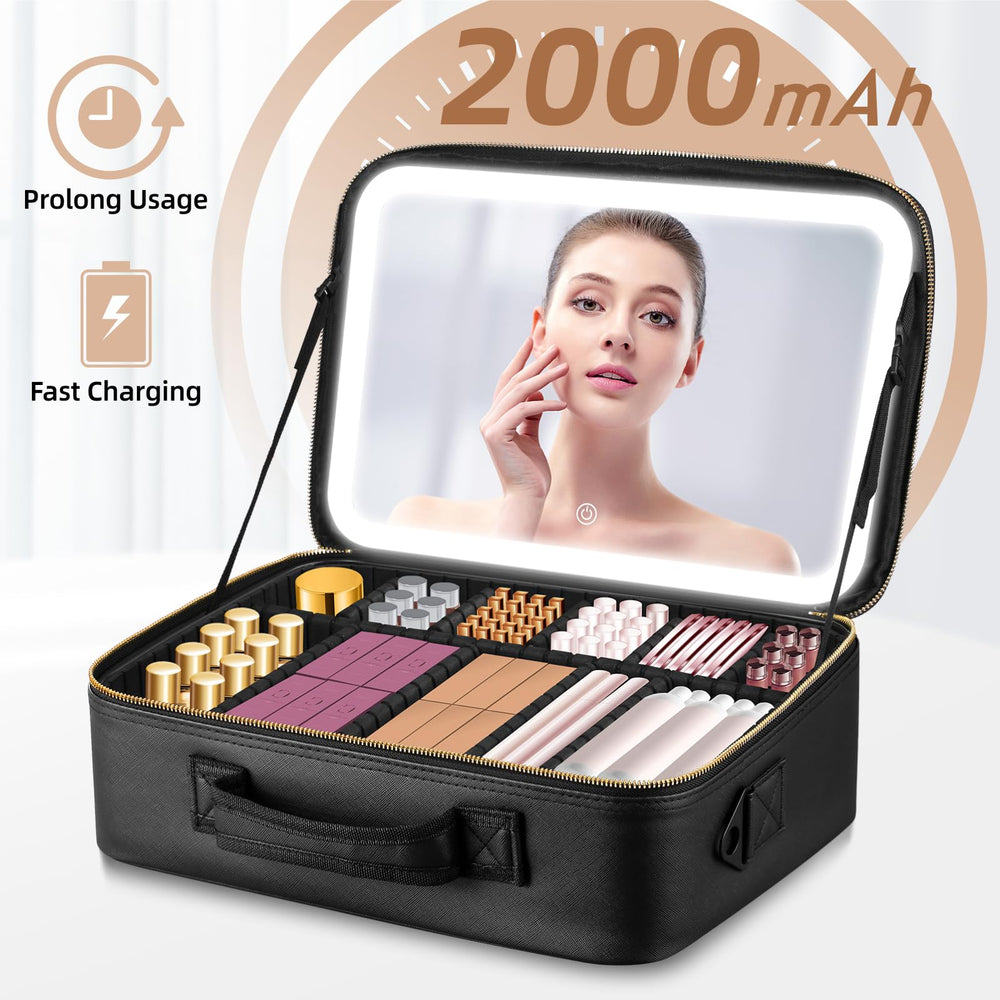 JJhxr miroir à DEL avec éclairage à 3 couleurs pour maquillage précis.
