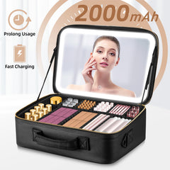 JJhxr miroir à DEL avec éclairage à 3 couleurs pour maquillage précis.