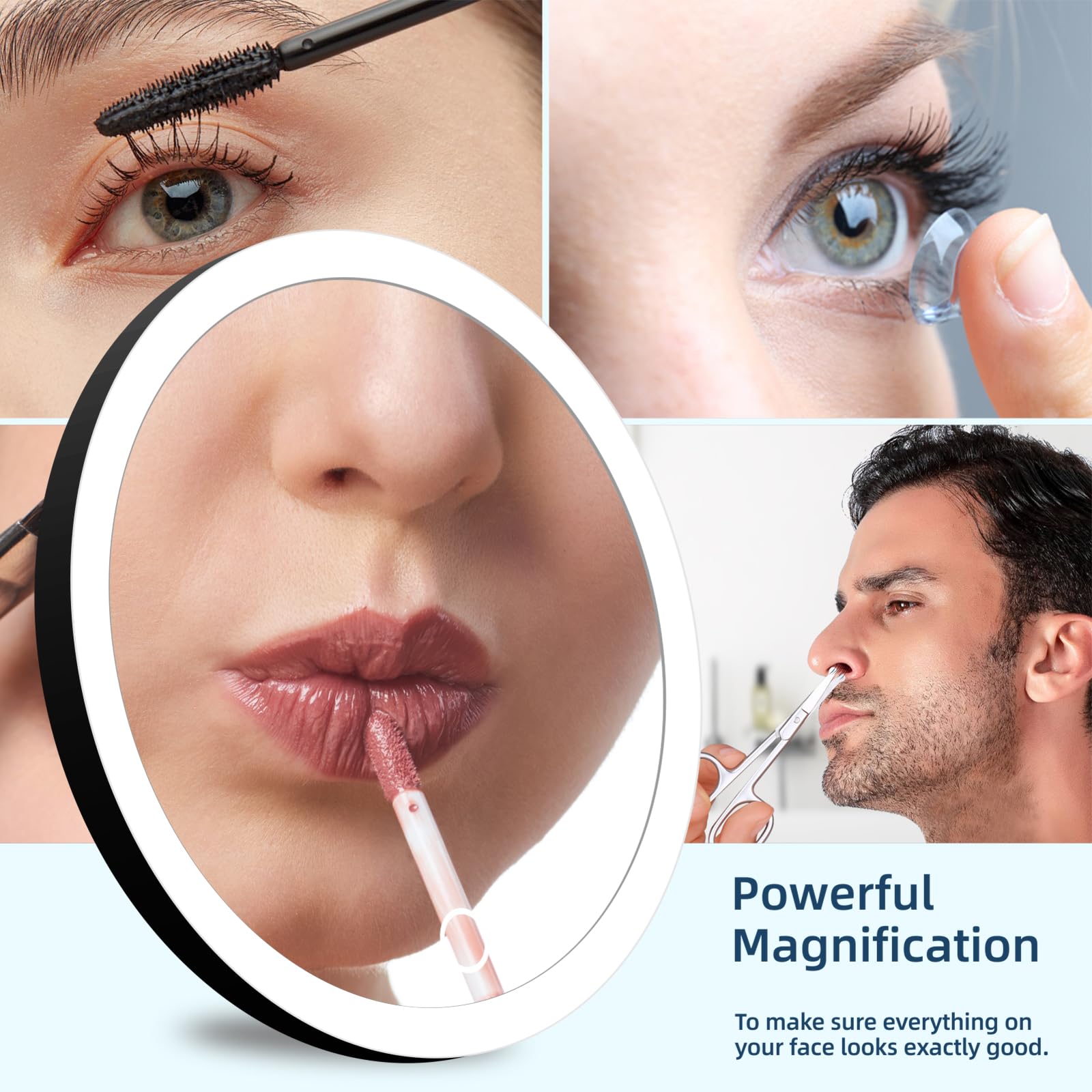 JJhxr miroir pour maquillage précis à proximité du visage.
