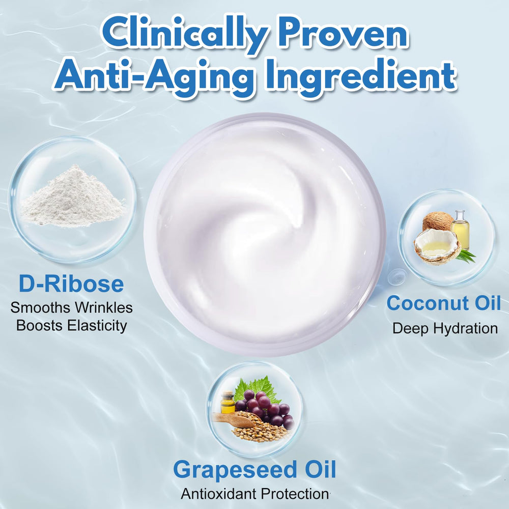 Texture crème Crème Ribose Jkrova: sensation luxueuse et hydratante sur le visage.