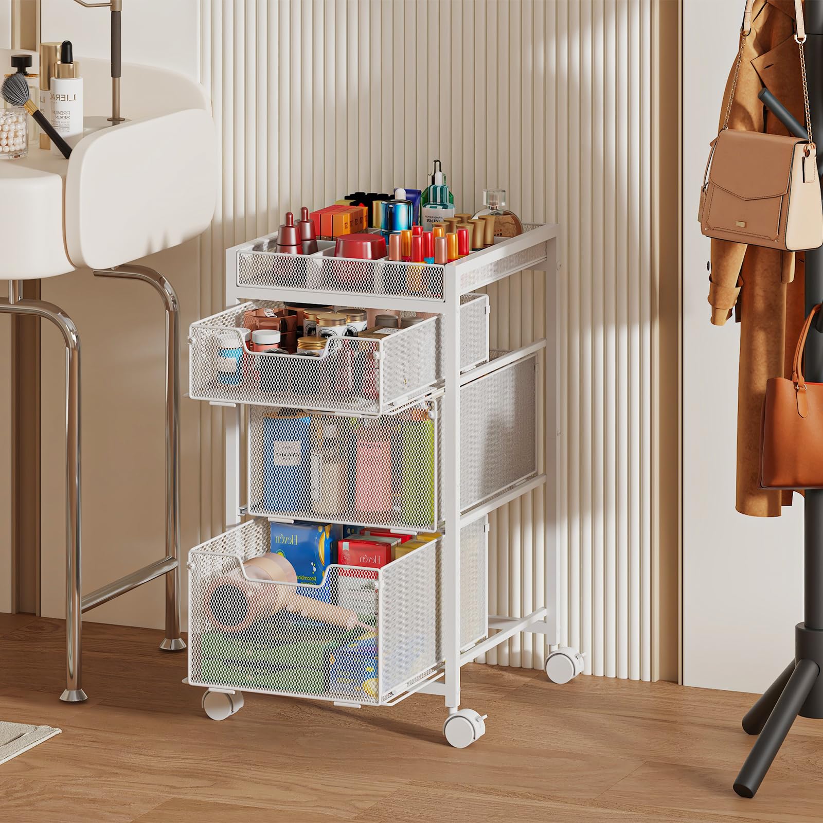 JKsmart diviseurs DIY sur panneau supérieur pour organiser pinceaux et crayons.