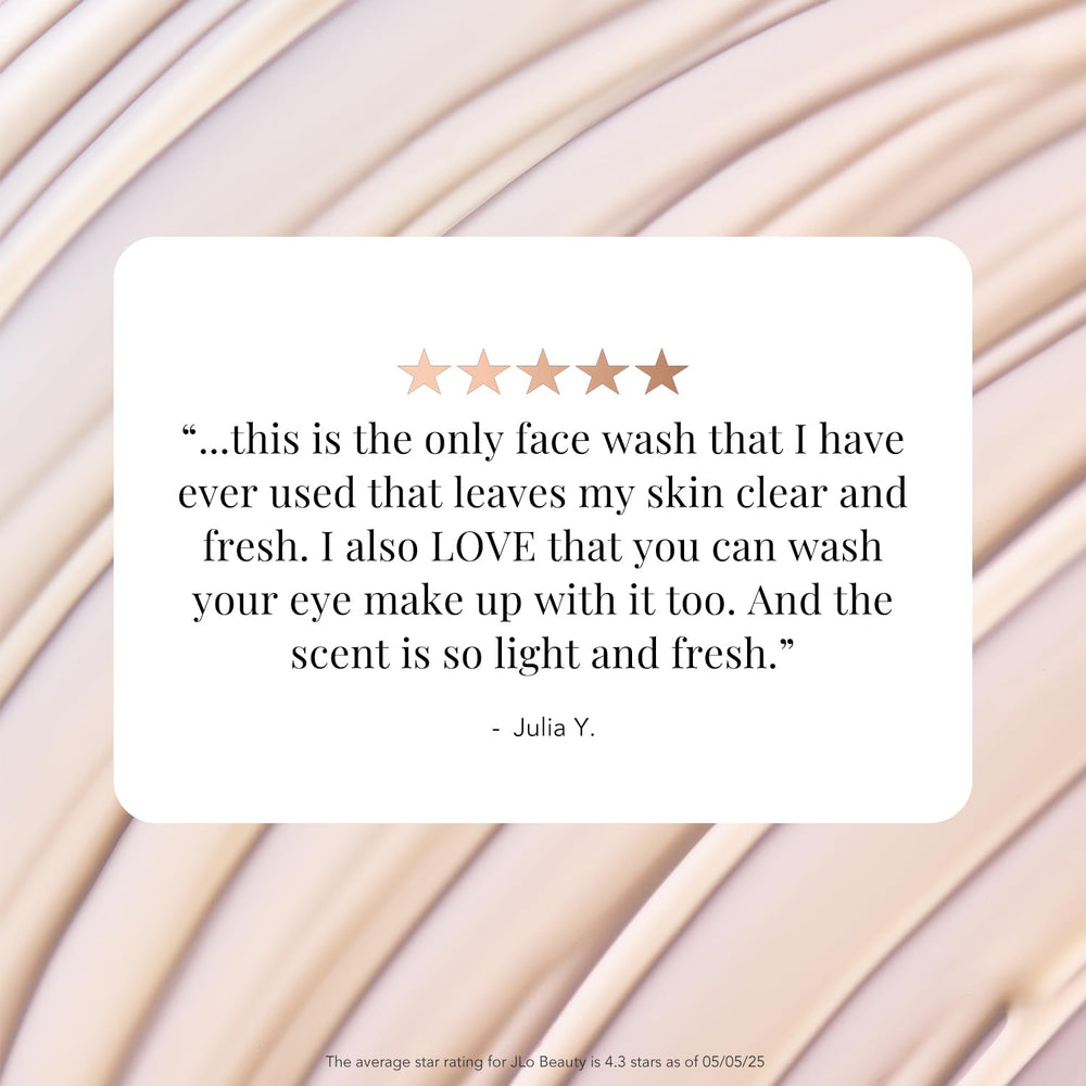 Extraits huile d’olive et squalane hydratants dans le nettoyant JLO BEAUTY