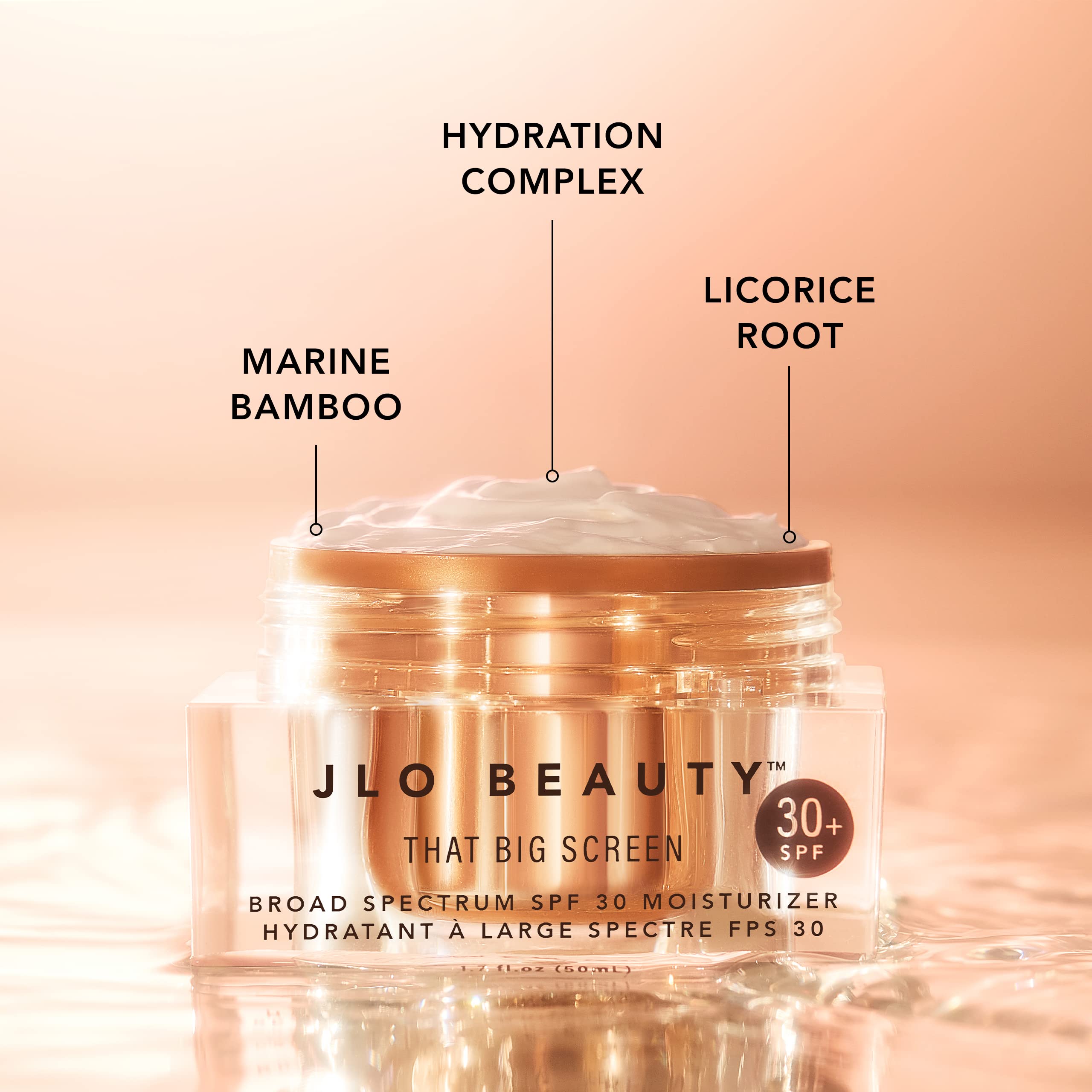 JLO BEAUTY SPF30 visage – hyaluronique pour plump et douceur durable.