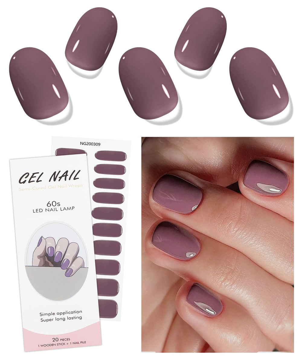 Bandes gel JMEOWIO pour ongles violet crème, look élégant et durable.