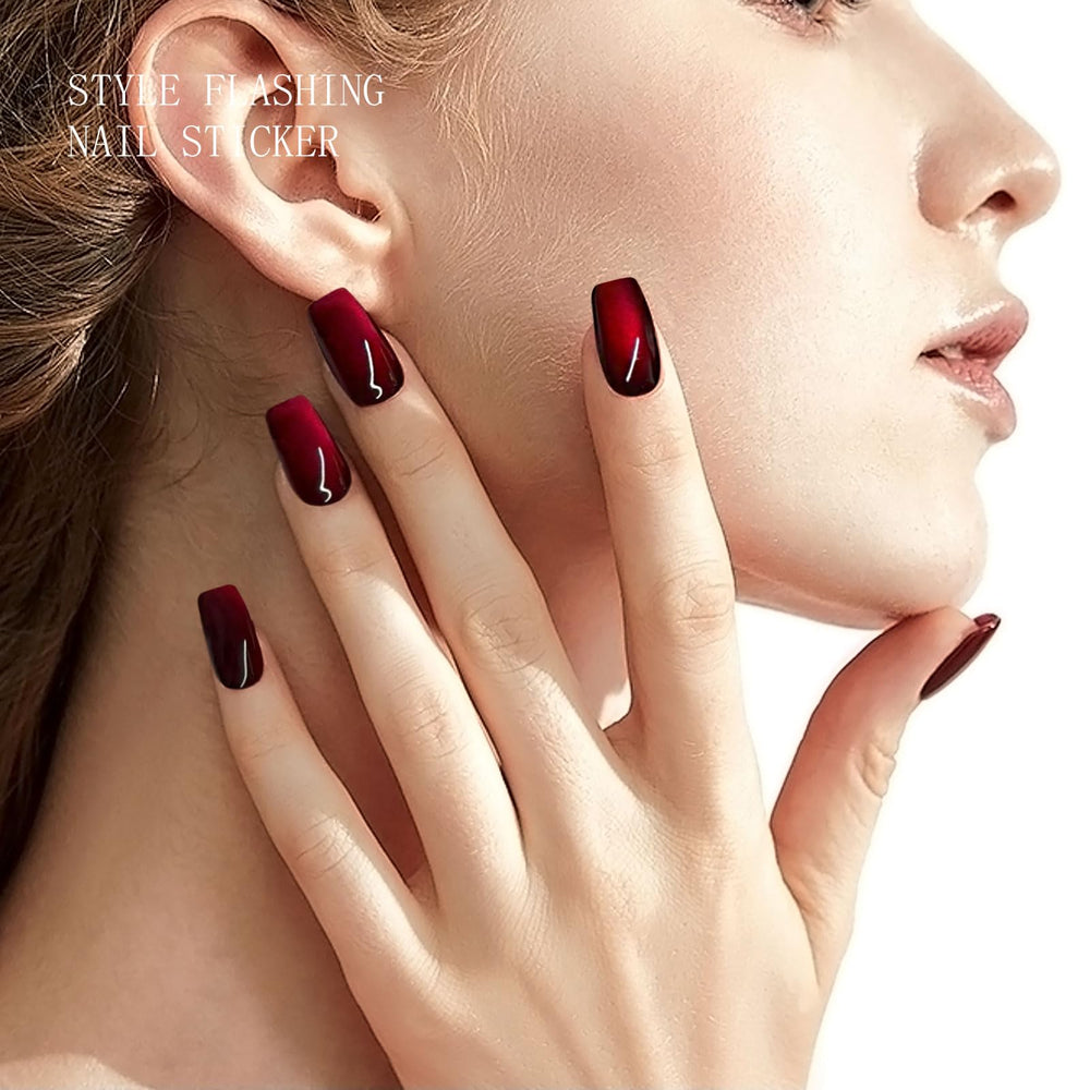 JMEOWIO Design ongles Yeux de chat rouge pour un style distinct.