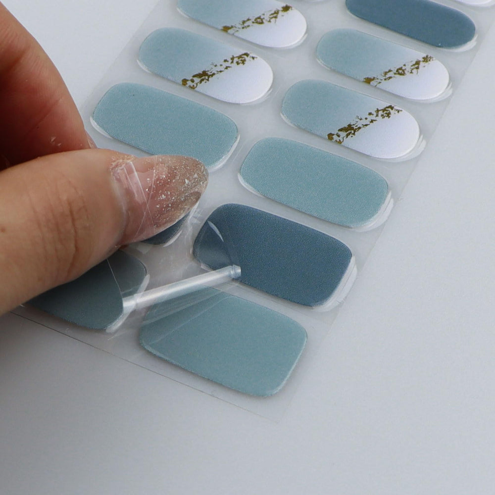 Jmeowio Gel Nail Stickers bleu paillettes mode, pose rapide