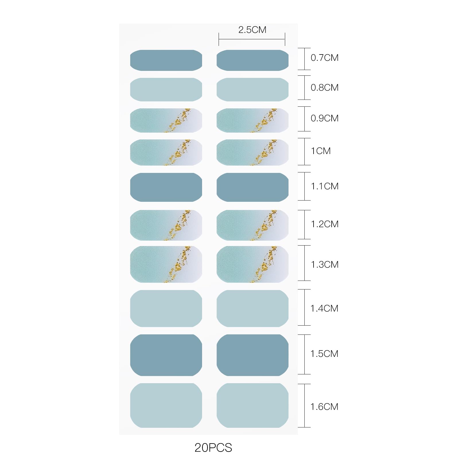 Jmeowio Stickers gel ongles bleu paillettes, tenue durable