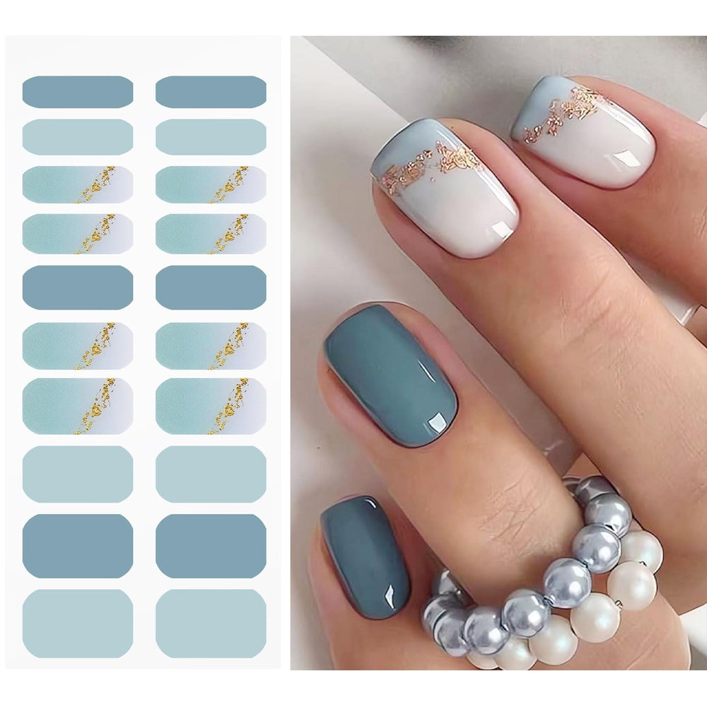 Jmeowio Gel Nail Stickers bleu scintillant, adapté à tous les ongles