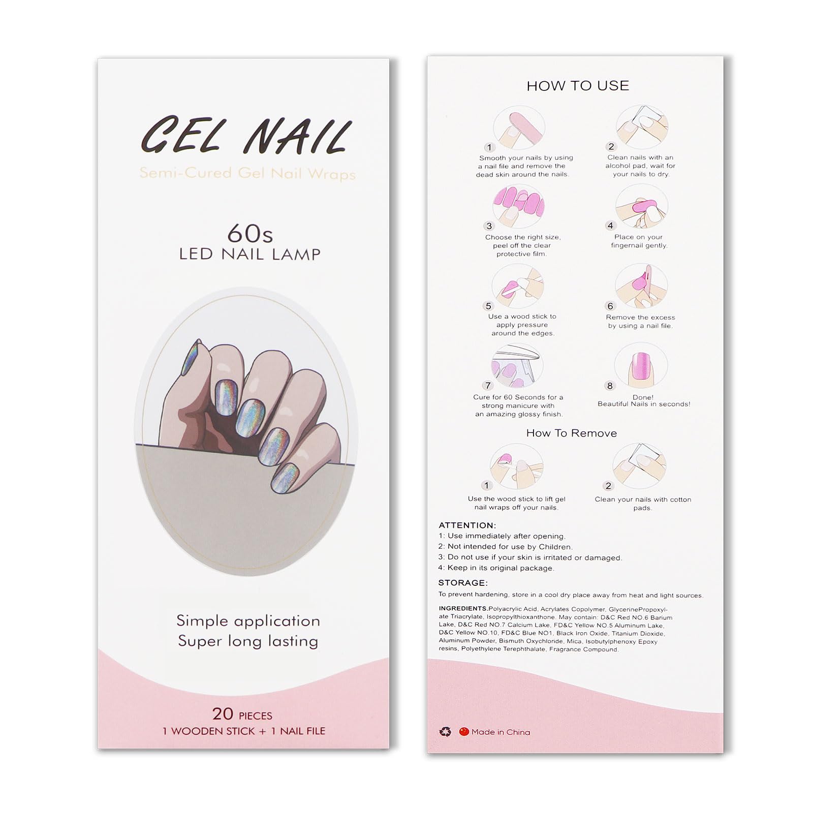 Stickers gel JMEOWIO adaptés à toutes tailles et formes d'ongles.