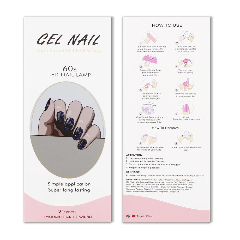 JMEOWIO stickers vernis gel violet foncé, design tendance facile à appliquer.