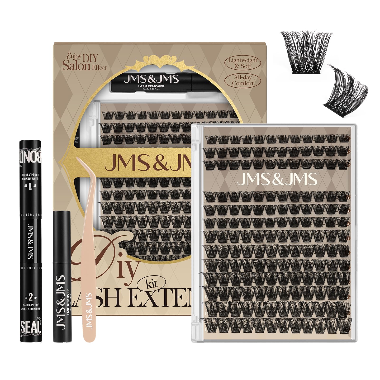 Kit JMS&JMS extensions cils clusters pour maquillage DIY léger.