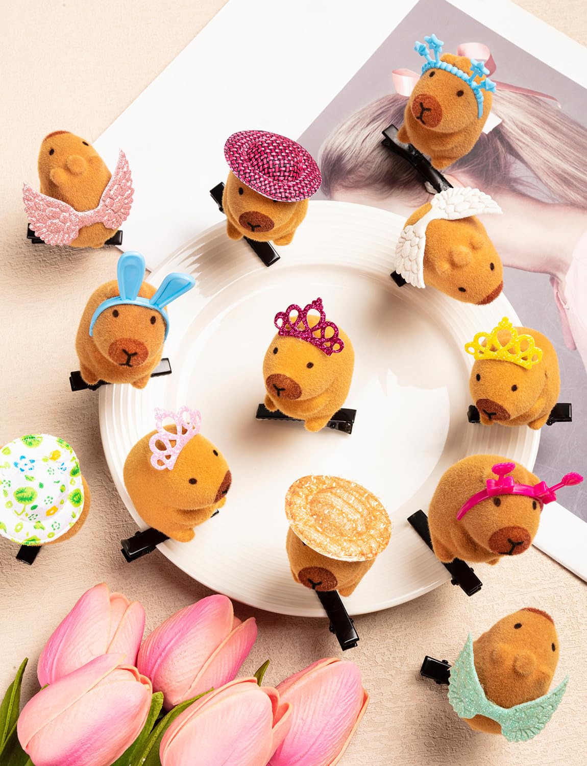 JMZYJZH pince capybara chapeau mini, look unique pour soirées.