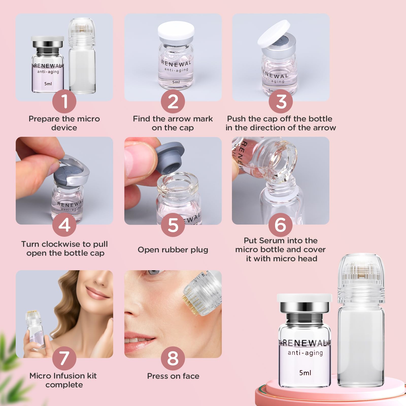 Kit complet JNHSCCL avec applicateur et sérums pour routine personnalisée