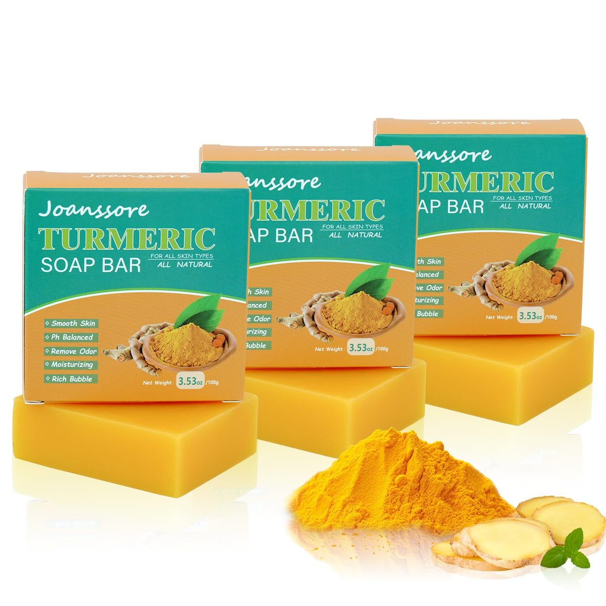 Joanssore Savon Curcuma – visage et corps, nettoyage doux et efficace.