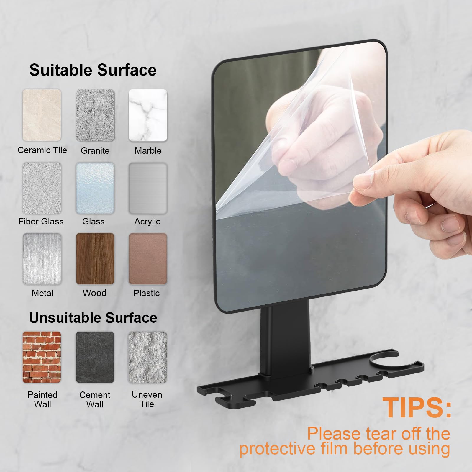 Miroir Jobsonslates Douche: verre incassable et durable.