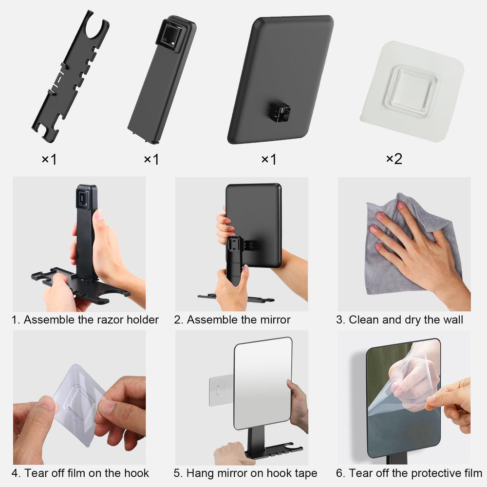 Miroir Jobsonslates Douche: usage voyage et camping, compact et fiable.